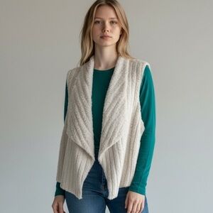 Cream Textured Women's Sweater Vest